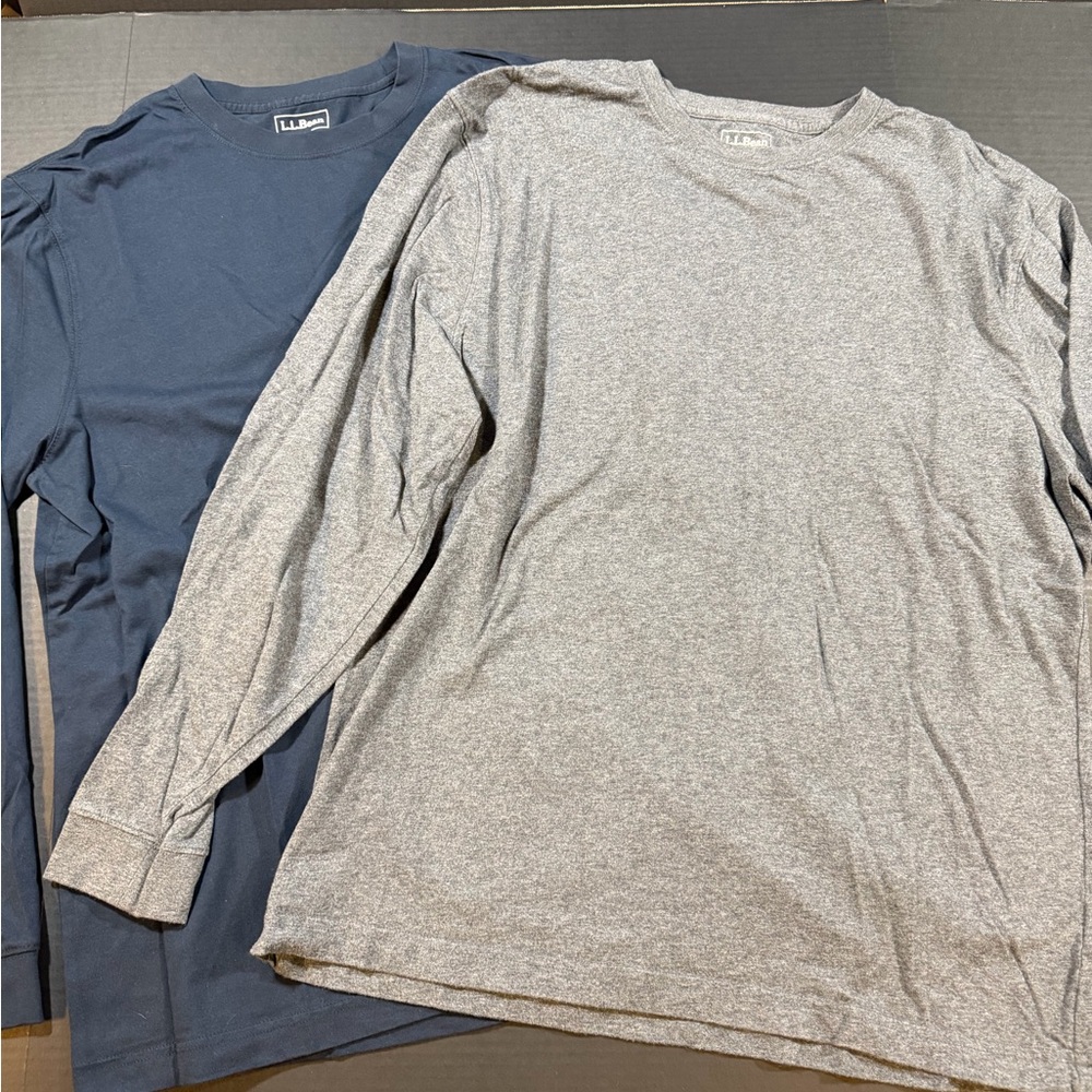 LL Bean - Men's Long Sleeve Crew Neck Shirts - Blue and Gray